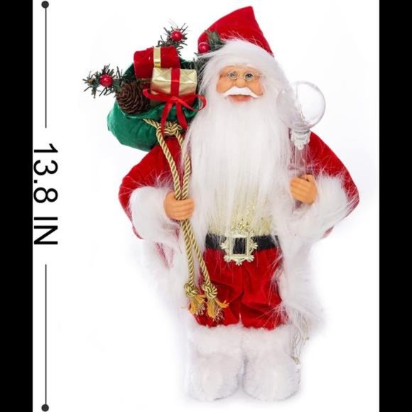 Christmas 13.8 inches Santa Claus Figurines with Lighting Walking Stick - Picture 3 of 7